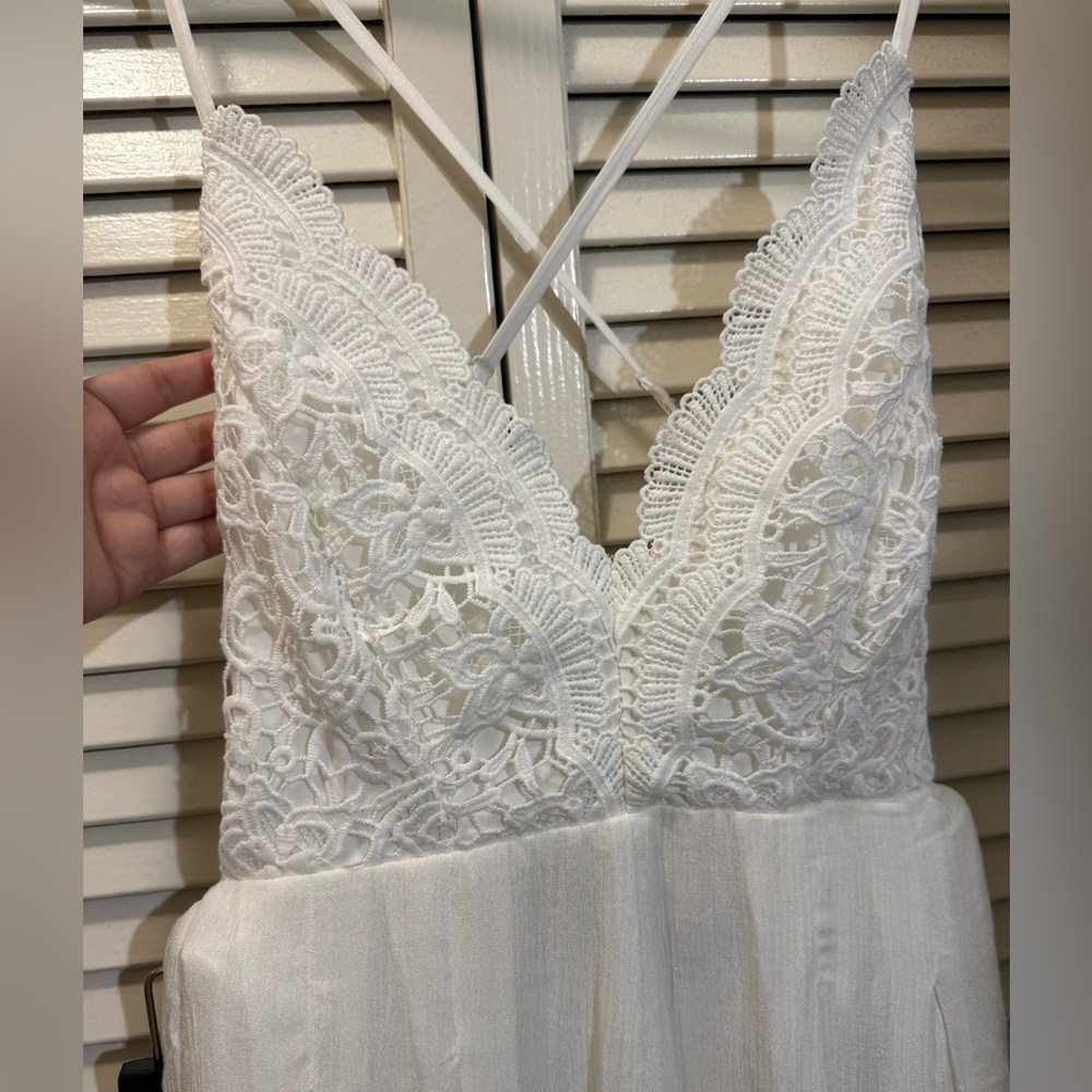 Lulus Star Spangled Ivory Backless Lace Romper - Picture 5 of 7